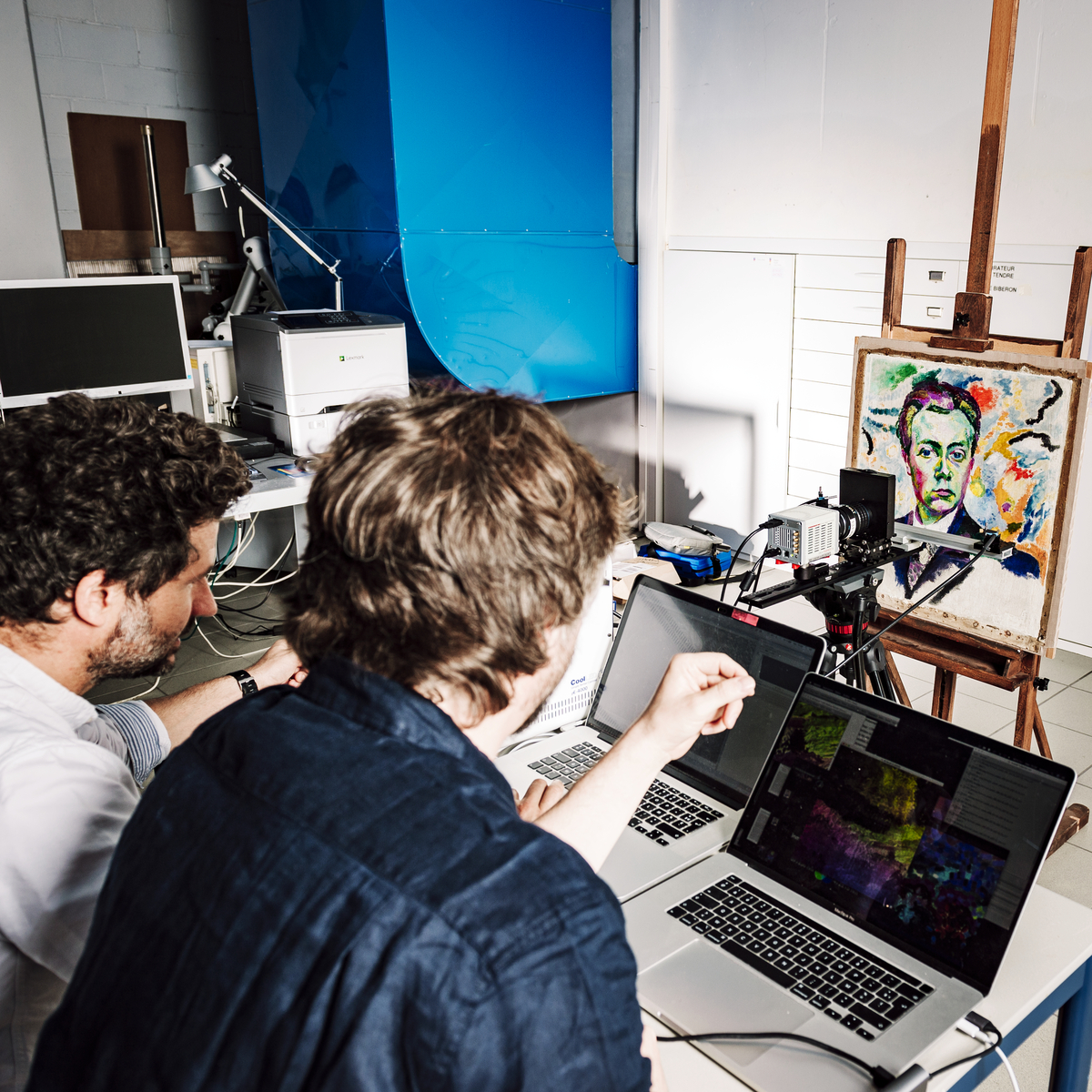Analyse d'Autoportrait de Robert Delaunay par imagerie multispectrale de photoluminescence. © Cyril FRESILLON / PPSM / IPANEMA / CNRS Images